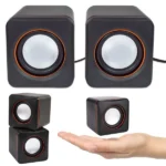 USB táplálású 2.0 PC hangszóró pár, 5 W, 3.5 mm jack, fekete