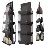 Akasztós, 8 zsebes fekete táskatároló szervező, 100×34 cm
