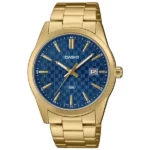 Casio MTP-VD03G-2A férfi karóra, arany acél, kék számlap, WR50