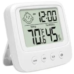 Digitális LCD hőmérő-páratartalom mérő belső órával, ébresztővel, asztali/fali