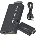PS2-HDMI átalakító adapter 3,5 mm jack hangkimenettel, fekete