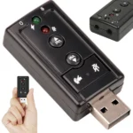 USB külső hangkártya 7.1, 3,5 mm fejhallgató/mikrofon jack, fekete