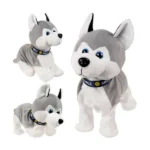 Interaktív plüss husky kutya hang- és érintésvezérléssel, 26 cm