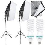 2×135 W softbox lámpaszett, állítható 80–200 cm állvánnyal, 5500 K
