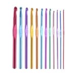 Ergonomikus horgolótű készlet 12 db, 2-8 mm alumínium, tokkal