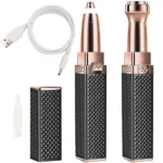 Női szemöldök- és arcszőrzet-trimmelő, USB-s, LED fény, 2 fej, fekete