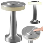 Érintésvezérelt LED éjjelilámpa 3 színhőmérséklettel, akkumulátoros, ezüst