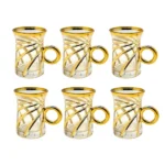 6 db aranyszegélyes demitasse eszpresszó üvegcsésze szett, 90-120 ml
