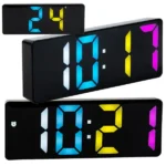 Színes kijelzős digitális LED ébresztőóra hőmérővel, dátummal, USB/elemes