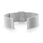 Ezüst színű 22 mm-es magas minőségű mesh óraszíj, állítható, biztonsági zárral