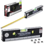 24 cm-es lézeres vízmérték LED-es libella-világítással, mérőszalaggal