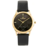 Női karóra G. Rossi 10513A-1A2, bőr szíj, arany tok, fekete számlap, WR30