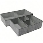 6 részes, összehajtható fiókrendező készlet, szürke, 3 méret