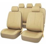 Bézs műbőr autóülés védőhuzat szett, ortopéd, univerzális