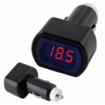 Autós LCD feszültségmérő és USB töltő 12-24V, 2,1A szivargyújtóba