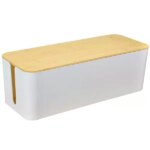 32×13,5×13 cm fehér kábelrendező doboz fa hatású tetővel