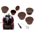 5 db újratölthető kávékapszula szett Dolce Gusto gépekhez, kanállal