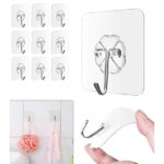 Öntapadós átlátszó fali akasztó, 10 db, 5,5×5,5 cm, kültéri-beltéri