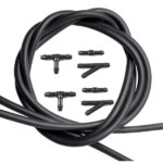 Univerzális szélvédőmosó szilikon tömlő 2 m, 6 csatlakozóval, fekete