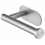Öntapadós rozsdamentes acél WC-papír tartó, ezüst, 16×8 cm