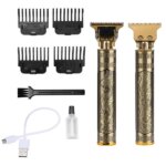 Akkus arany haj- és szakállvágó trimmer, 4 fésűs toldattal (0–4 mm)