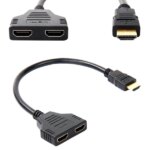 HDMI elosztókábel 1×HDMI apa – 2×HDMI anya, 30 cm, Full HD, aranyozott