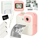 Gyermek azonnali fényképezőgép hőnyomtatóval, 32GB, rózsaszín