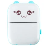 Mini hőnyomtató fotókhoz és címkékhez, macska dizájn, kék, USB