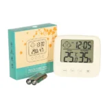 LCD szobai higrométer és hőmérő, ébresztős óra, páratartalom-mérő