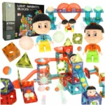 Mágneses, világító 202 darabos golyópálya építőkészlet 3+