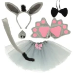 Gyerek szamár jelmez szett 7 db: tüllszoknya, füles fejpánt 3+ év