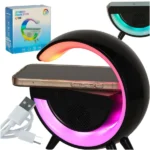 RGB gamer LED asztali lámpa BT hangszóró és Qi vezeték nélküli töltő, fekete