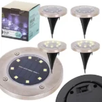 Napelemes talajba süllyeszthető kerti LED lámpa 4 db, 8 LED, IP44, meleg fehér