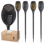 Napelemes LED kerti fáklya lámpa szett, 12 LED, 4 db, 51 cm