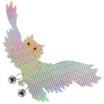 Holografikus repülő bagoly madárriasztó, PVC, 20×39 cm csengőkkel