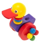 Fa kacsás tolórúd-játék, csörgős kerekekkel, 46 cm