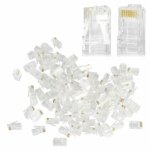 RJ45 8P8C csatlakozó vég, átlátszó, 100 db