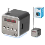 Akkumulátoros hordozható mini Bluetooth rádió-hangszóró 3W LCD kijelzővel