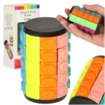 Ötszintes forgatható logikai henger kirakó – színes műanyag, 3,5×6,3 cm