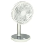 Akkumulátoros asztali ventilátor, USB-töltés, 4 fokozat, LED, 30-38 cm, fehér