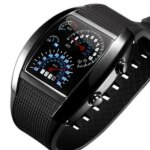 Férfi LED bináris karóra F1 műszerfal dizájn, fekete, kék fény