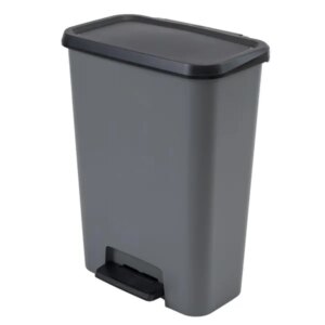 Pedálos szelektív szemetes, 2×23 l, szürke/fekete, lassú záródás