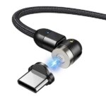 Maclean mágneses USB-C kábel, 1 m, 3-in-1, fekete nylon, gyorstöltés 9V/2A