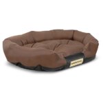 Ovális kutyaágy XXL 130x105 cm barna, vízálló codura, mosható