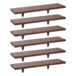 Fali polc szett 6 db, 8 kg teherbírás, MDF, dió, 43×11,4×1,5 cm