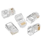 RJ45 8P8C Cat5e csatlakozó dugó sodrott kábelhez, 100 db
