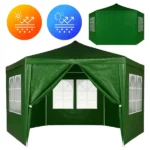 Kerti pavilon sátor 2×2×2 m, 6 oldalfal ablakokkal, zöld