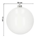 Fehér műanyag karácsonyi gömb dísz szett, 10 cm, 6 db, matt+fényes