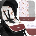 Univerzális babakocsi betét minky hátlappal, állatos, 37x78 cm