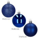 Karácsonyi gömb szett 30 db, 6 cm, törhetetlen, kék árnyalatok